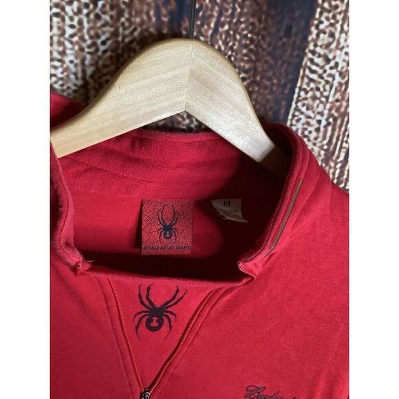 Spyder Sweatshirt Mens Medium Red 1/4 Quarter Zip Pullover Budweiser Fleece - Picture 2 of 3